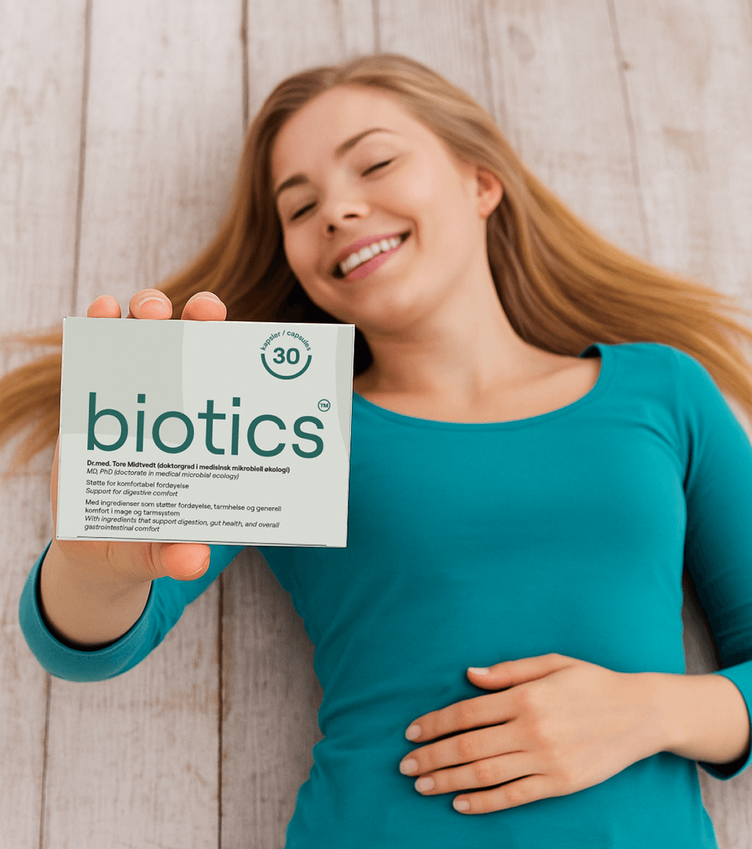 Žena s produktem Biotics